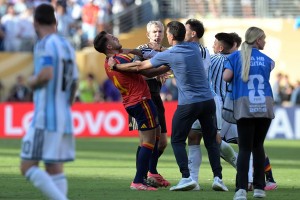 Argentina in hot water after confrontation and Falklands banner