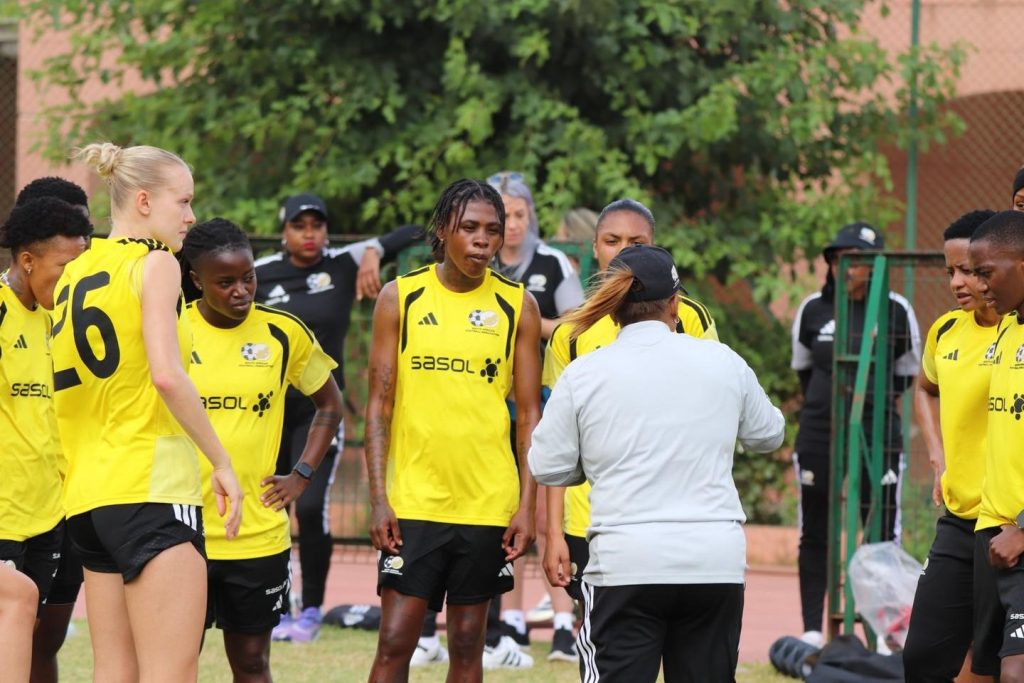 Desiree Ellis plots a game plan with the players