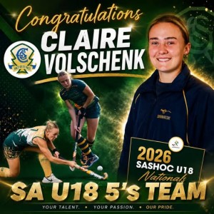 Claire Volschenk has earned SA U18A Fives Hockey team