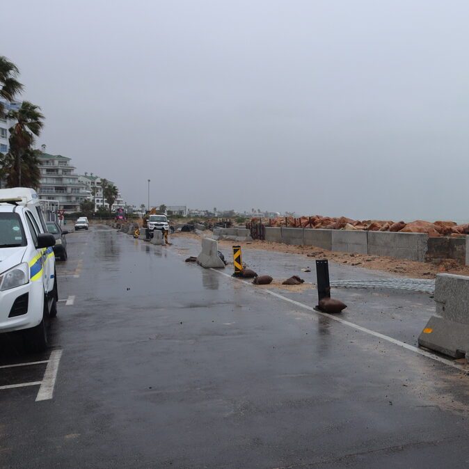 Scene at Strand beach seawall construction site where body was reportedly found