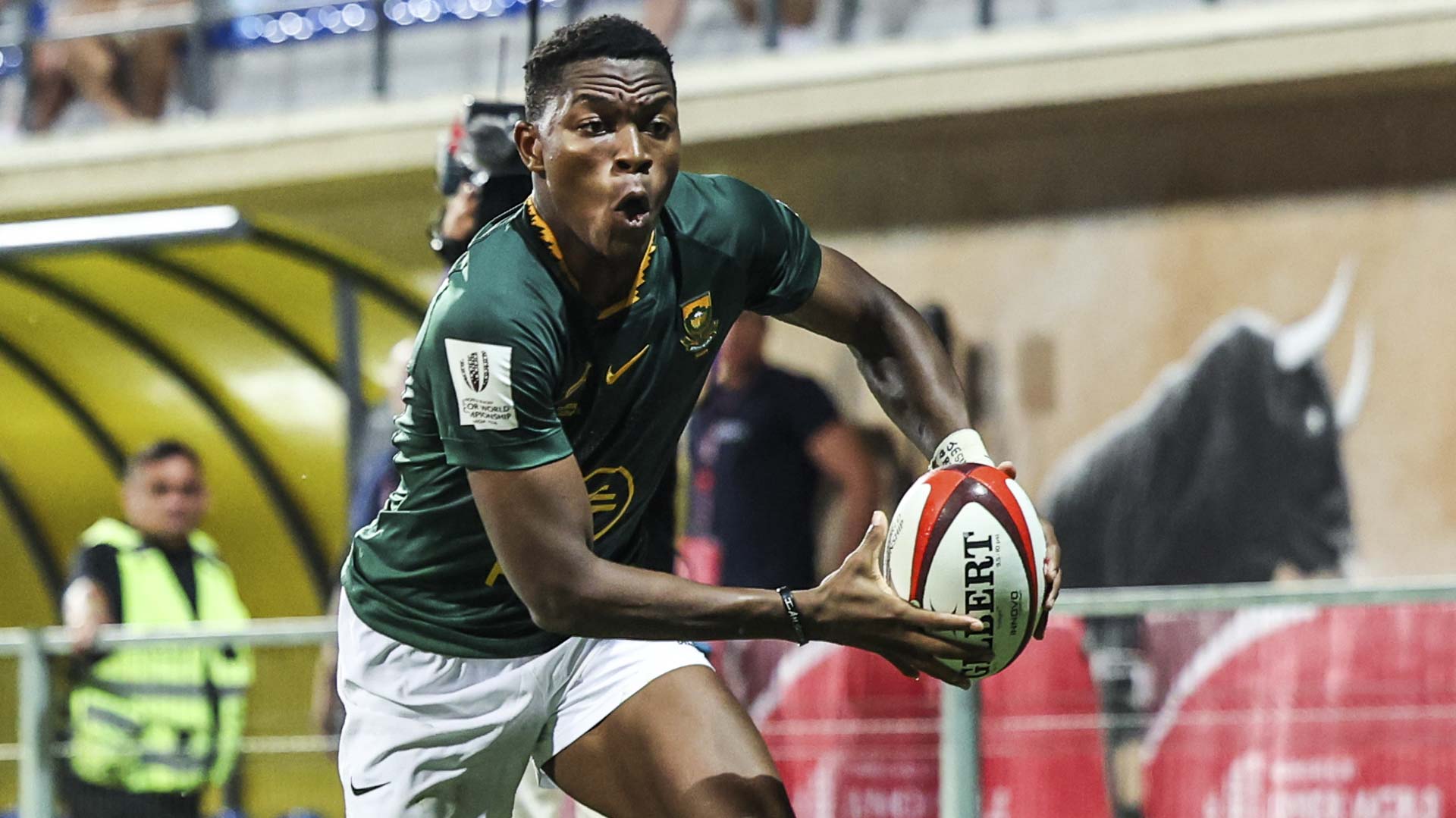 Action from the World Rugby Junior World Championship 2026 semi-final between South Africa and England at Avchala Stadium in Tbilisi, Georgia, on 13 July.