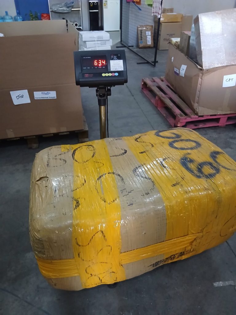 One of seven bulk bags containing dagga.
