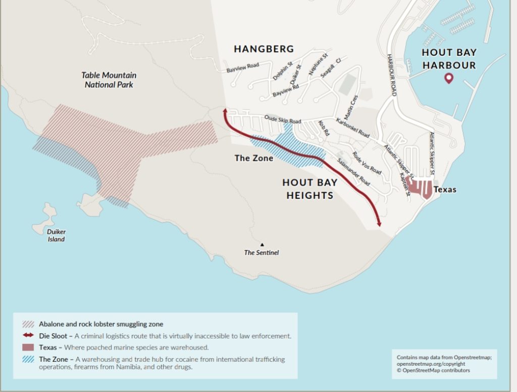 Key gang infrastructure and routes in Houtbay and surrounding areas