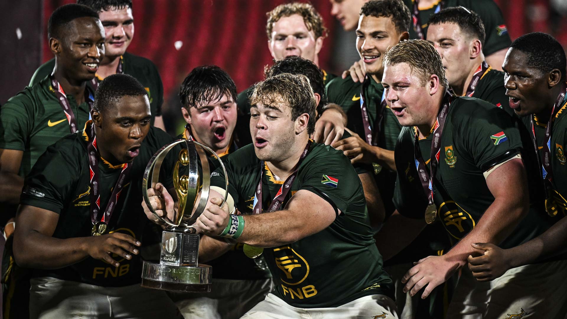 Action from the World Rugby Junior World Championship 2026 final between France and South Africa at Mikheil Meskhi Stadium in Tbilisi, Georgia, on 18 July.