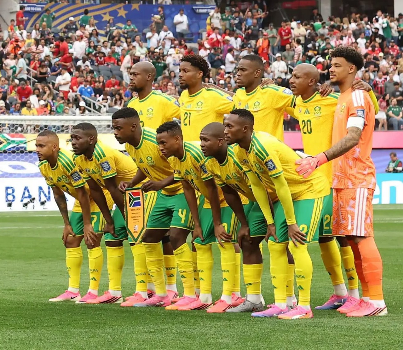 Bafana Bafana arrives home.