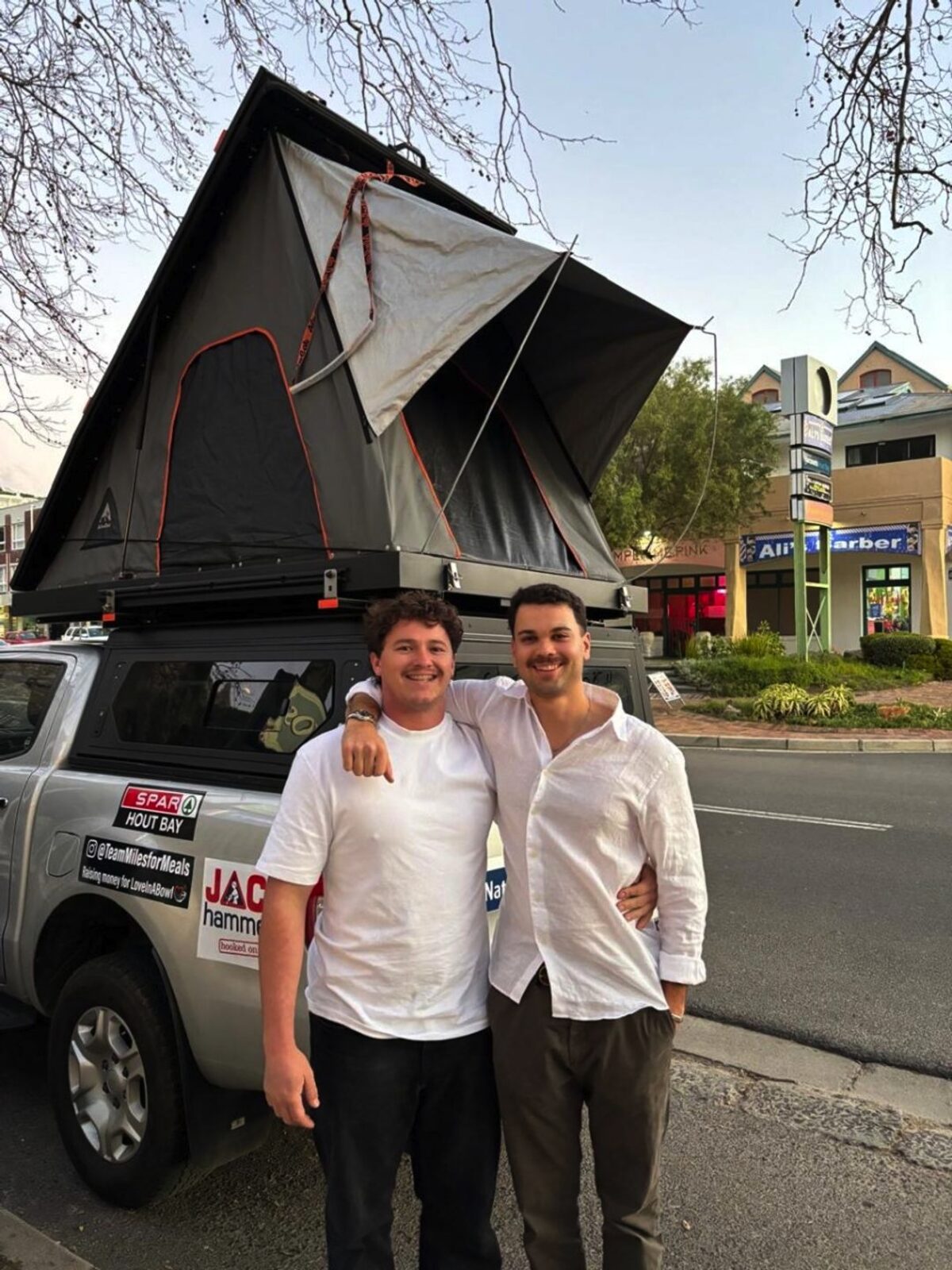 Matthew Kieswetter and Matthew van Eck during the 2026 Africa Rally fundraising for a Hout Bay community classroom.