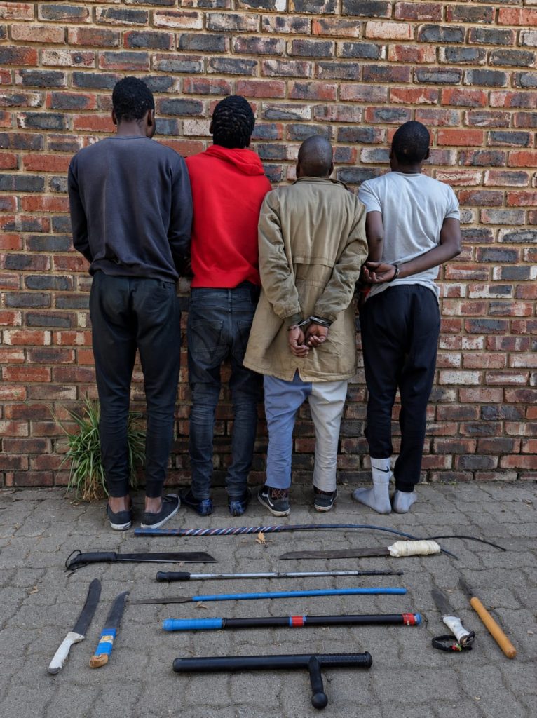 During the arrests police seized several dangerous weapons presumed to have been used in the commission of the crime.