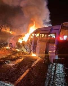 Motorist killed, 12 police officers injured in fiery N1 crash