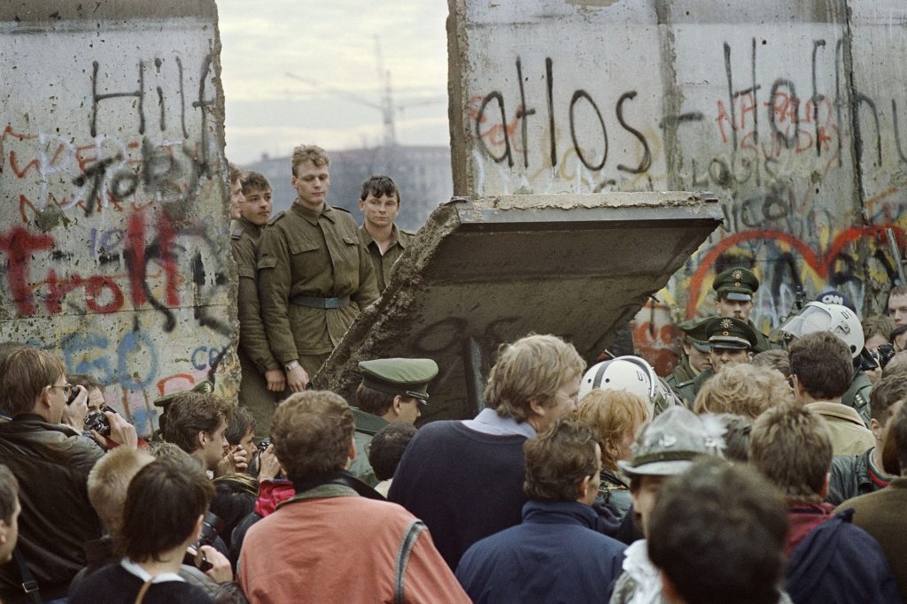 Berlin Wall comes down in November 1989.