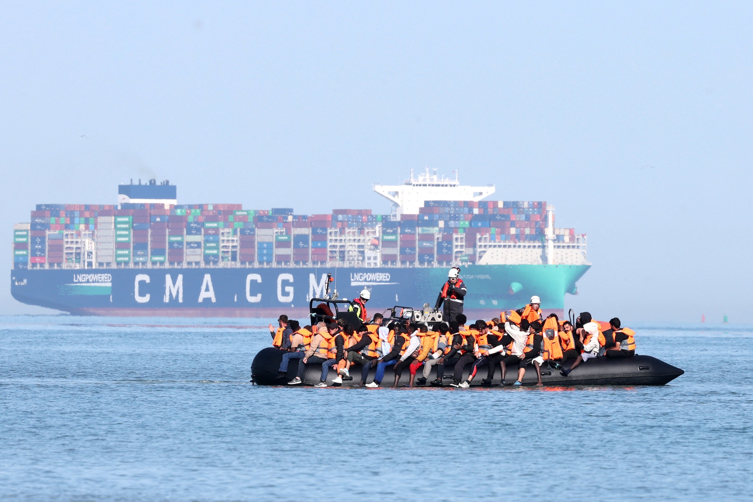 Nearly 160 migrants rescued after boat catches fire during Channel crossing