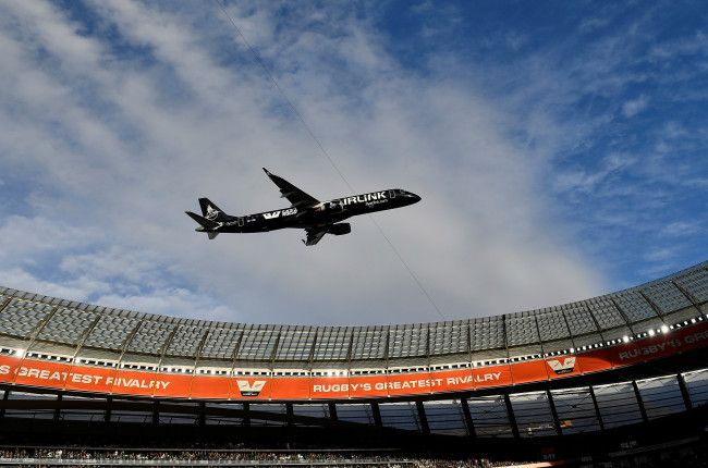 The SA Airlink flypast before the second Greatest Rivalry Test in Cape Town.
