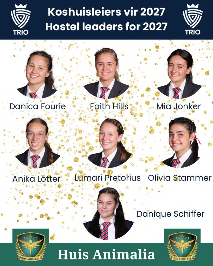 Koshuisleierskorps vir 2027 aangekondig - Hoërskool Trio