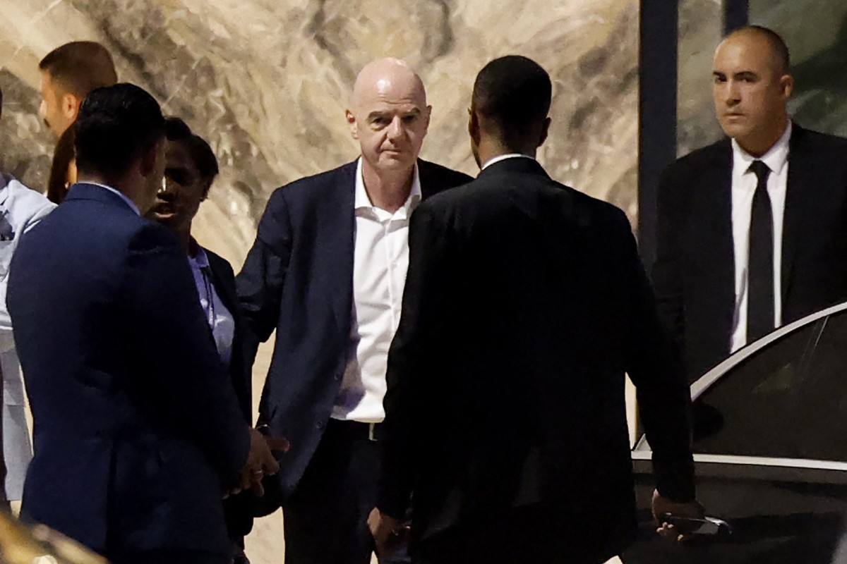 FIFA President Gianni Infantino leaves Al-Madina Stadium in following a 2026 Women's Africa Cup of Nations match.