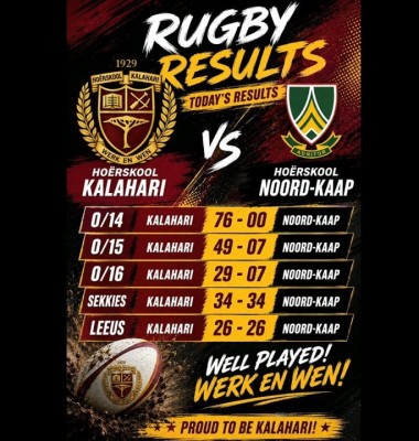 Hoërskool Kalahari se krag en trots straal op die veld!