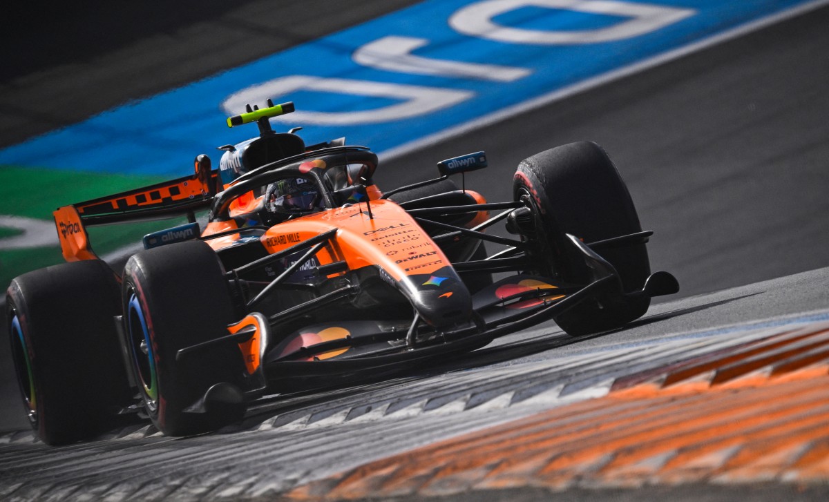 McLaren's British driver Lando Norris drives during the qualifying race of the Formula One Dutch Grand Prix