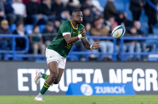 Aphelele Fassi in action for the Boks against Los Pumas. PHOTO: Juan Jose Gasparini | Gallo Images