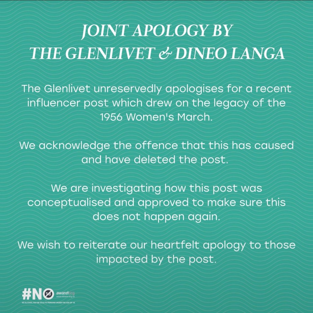 Glenlivet apology