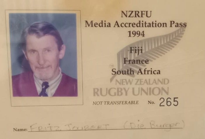 Fritz Joubert New Zealand media pass.