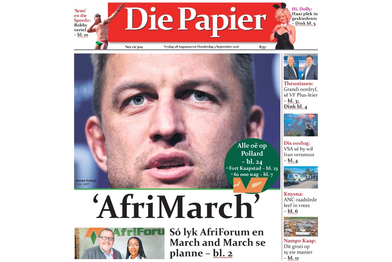 Die Papier vandag op straat.
