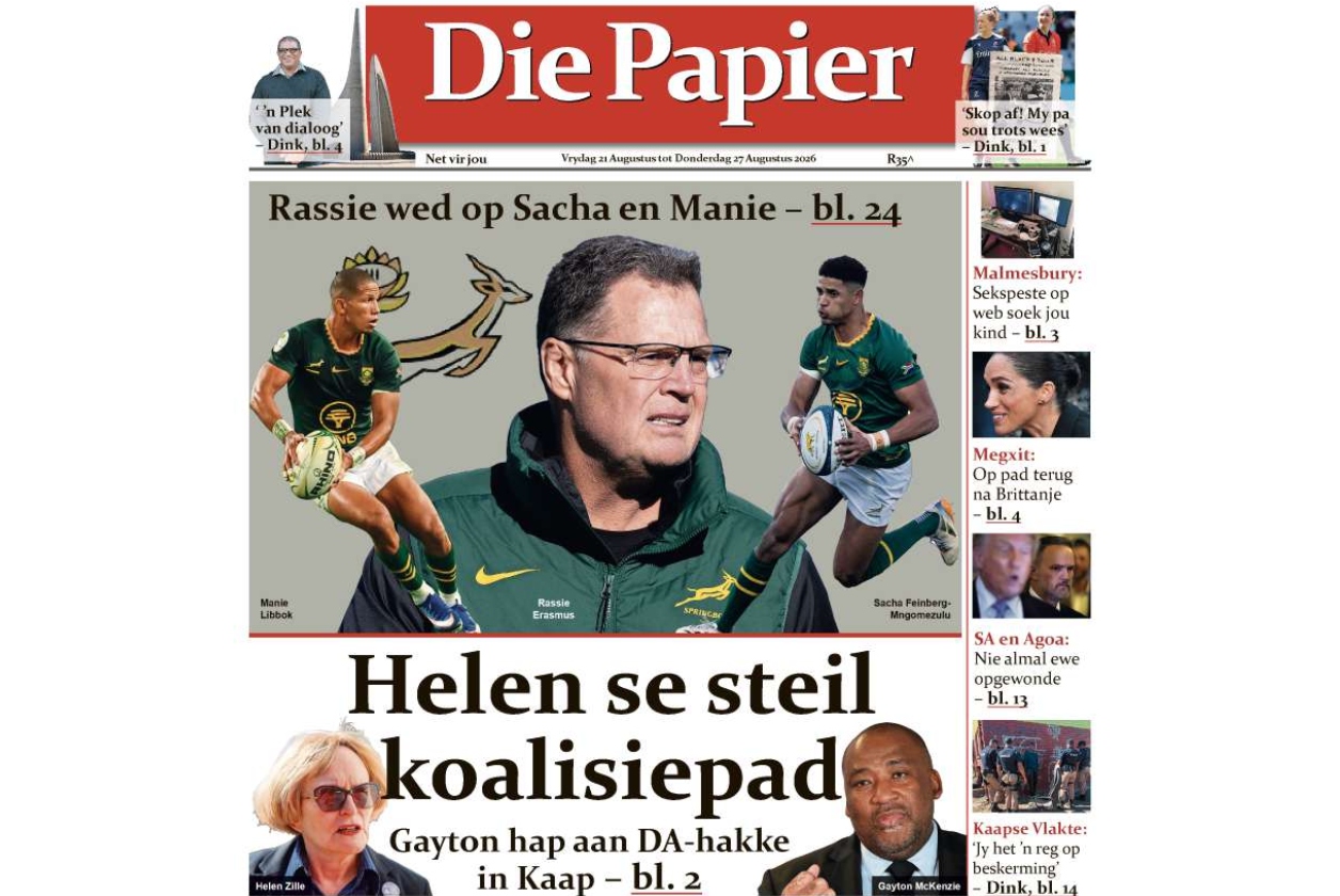 Die Papier nou op straat.