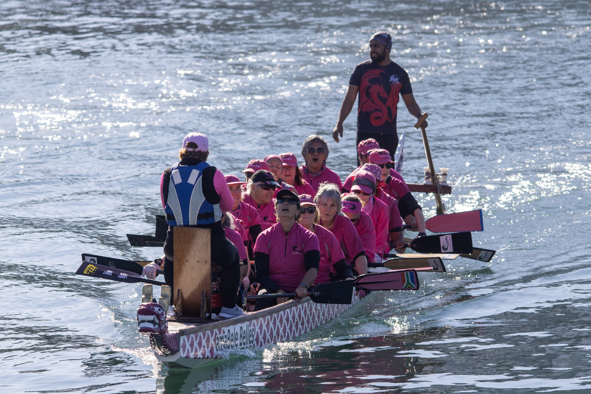 amaBele Belles breast cancer survivor dragon boat team preparing for the 2026 IBCPC Festival in France.