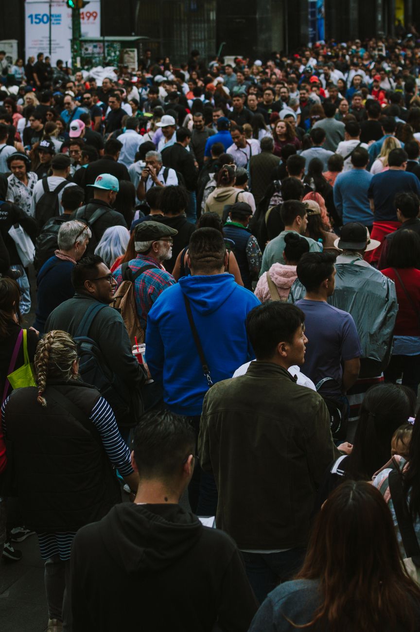 huge crowd in a street scene