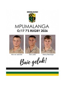 o.17 Mpumalanga 7’s-span – Drie leerders van Hoërskool Nelspruit in span
