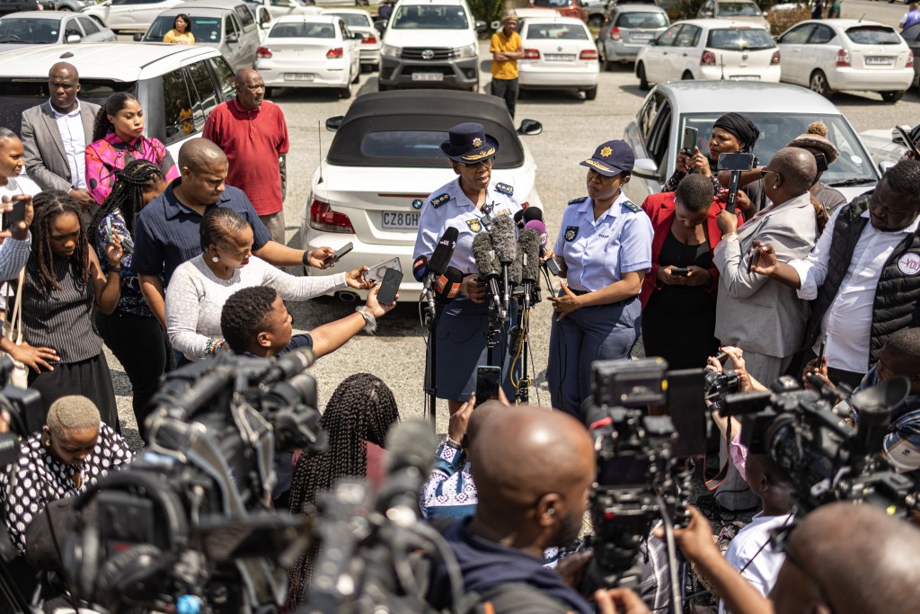 Lieutenant General Tabelo Mosikili gives a press conference outside the Boksburg Magistrate Court. 