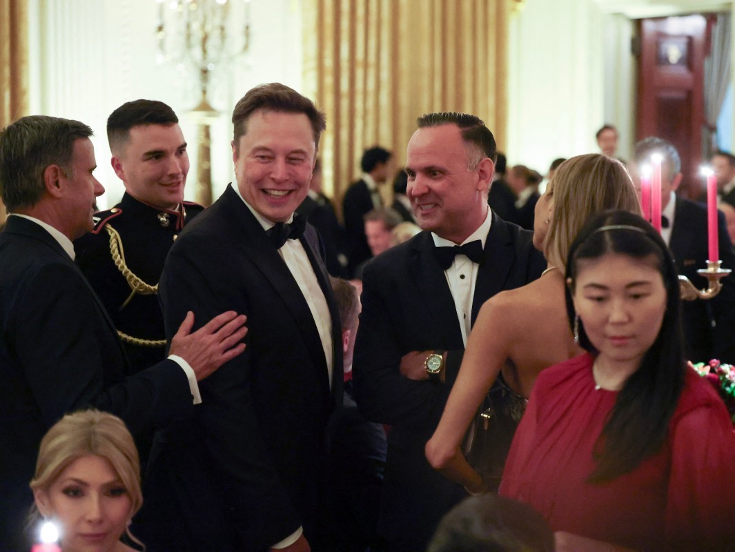 SpaceX and Tesla CEO Elon Musk mingles with guests