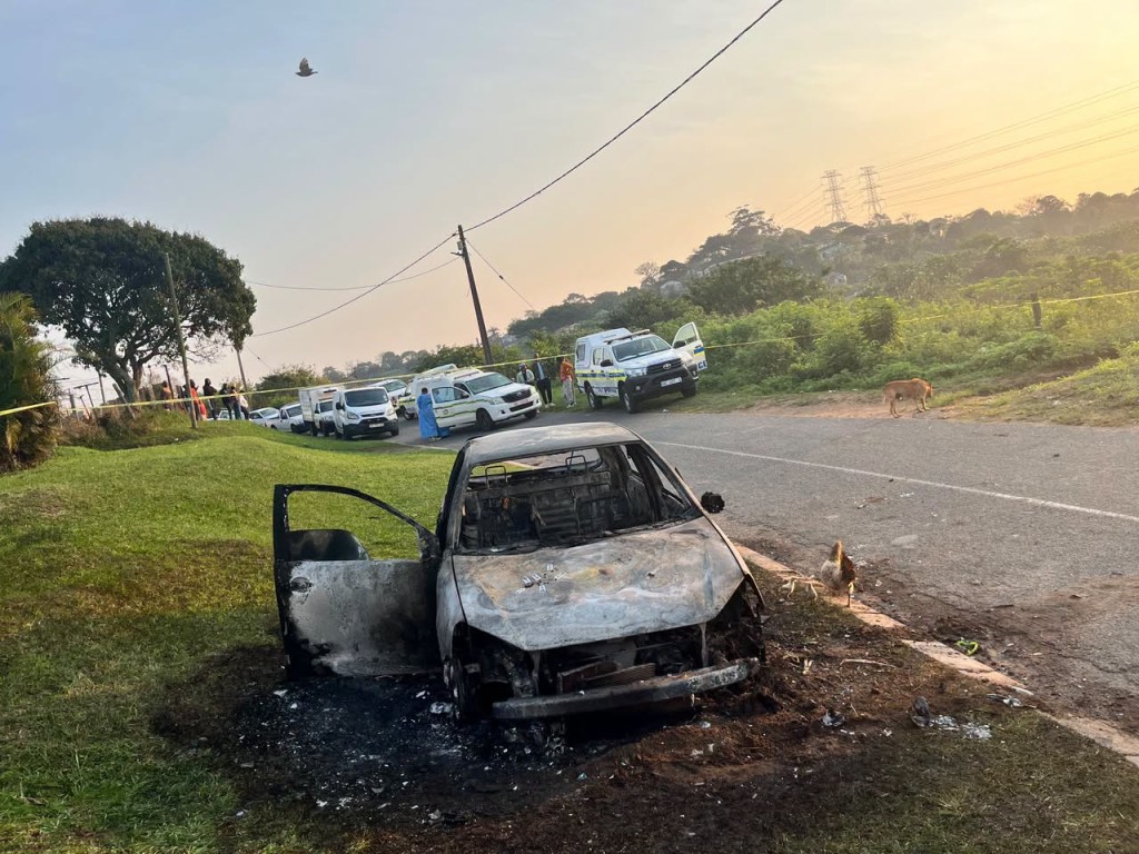 The attackers forced everyone into a room before shooting them and also set fire to a car belonging to one of the victims. Photo: SAPS