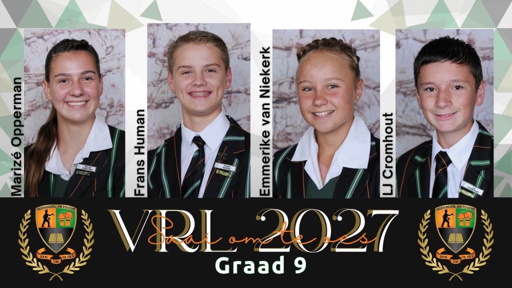 VRL-Leiers aangekondig vir Hoërskool Jim Fouché vir 2027