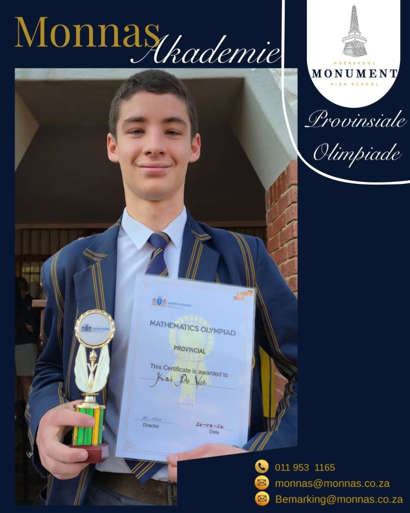 Provinsiale Wiskunde-olimpiade - Monnas leerders blink uit
