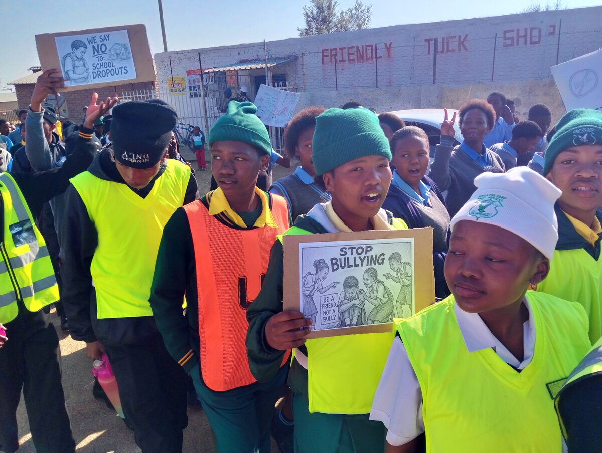 Monyakeng learners march against drugs, gangs and school dropouts