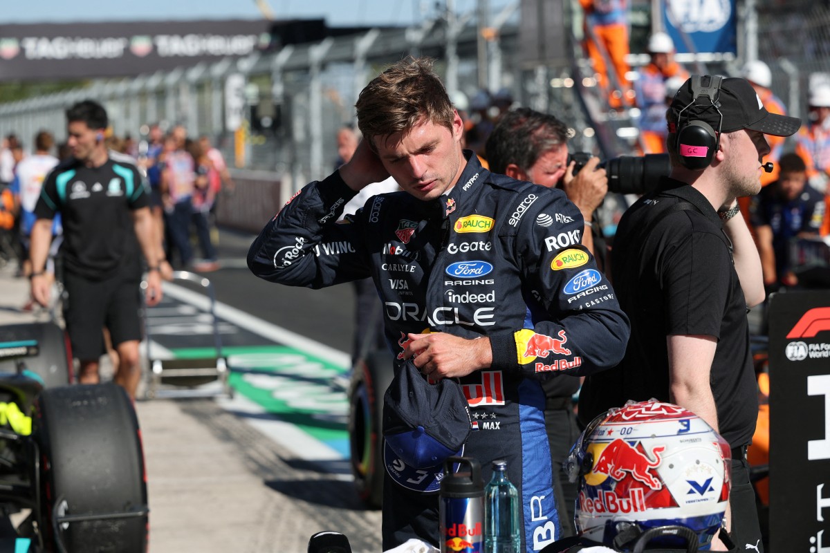 Team Red Bull's Max Verstappen is pictured after winning the third position following the qualifying session at the Madring circuit