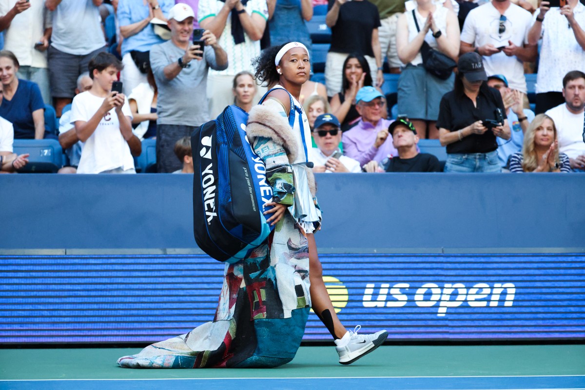 Japan's Naomi Osaka arrives to play Kazakhstan's Elena Rybakina at the US Open.