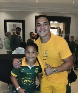 Young rugby fan’s dream meeting with Cheslin Kolbe