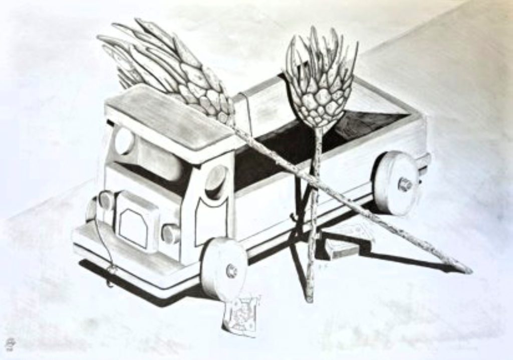 One of Owen Pelser’s detailed pen drawings.