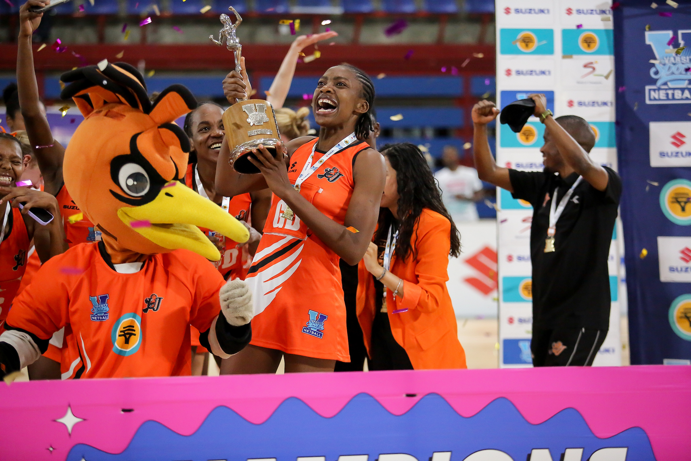UJ netball team players celebrate maiden title