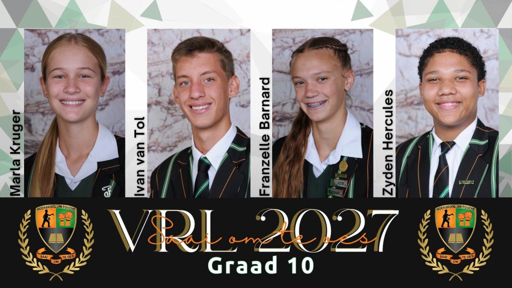VRL-Leiers aangekondig vir Hoërskool Jim Fouché vir 2027
