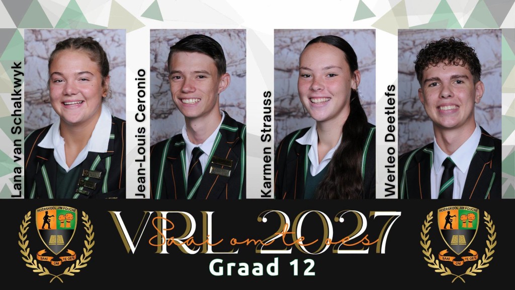 VRL-Leiers aangekondig vir Hoërskool Jim Fouché vir 2027