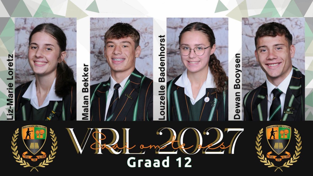 VRL-Leiers aangekondig vir Hoërskool Jim Fouché vir 2027