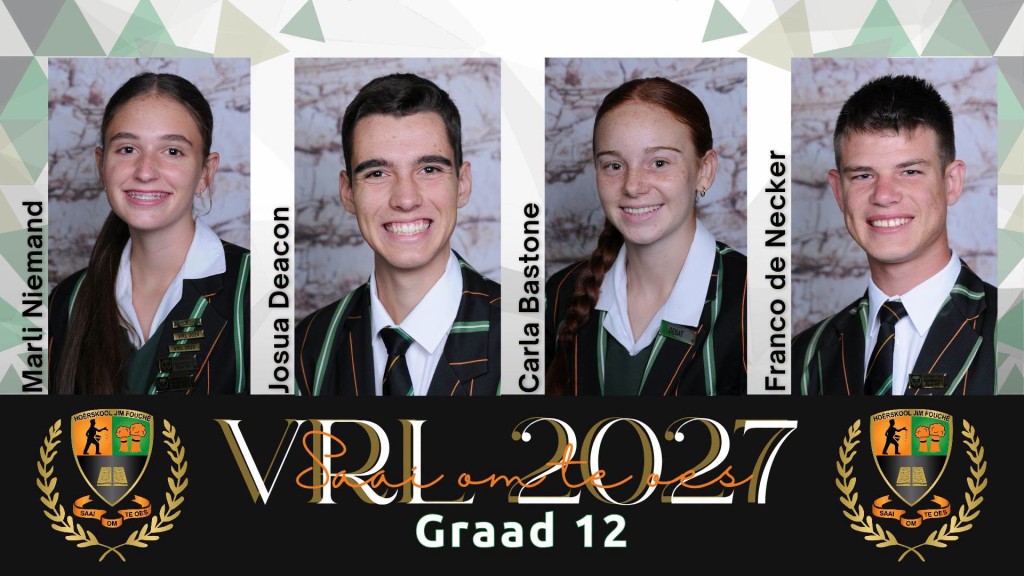 VRL-Leiers aangekondig vir Hoërskool Jim Fouché vir 2027