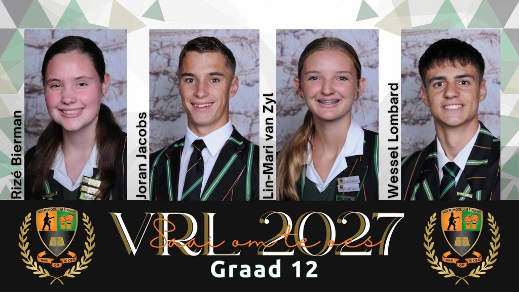 VRL-Leiers aangekondig vir Hoërskool Jim Fouché vir 2027