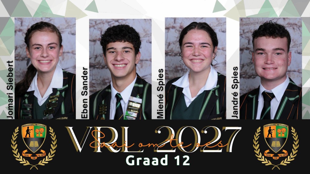 VRL-Leiers aangekondig vir Hoërskool Jim Fouché vir 2027