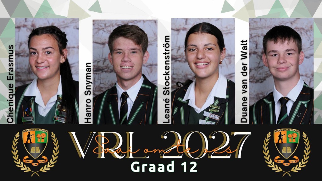 VRL-Leiers aangekondig vir Hoërskool Jim Fouché vir 2027