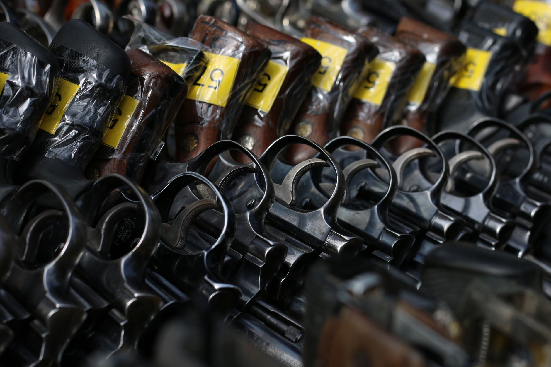 close up photograph of revolvers