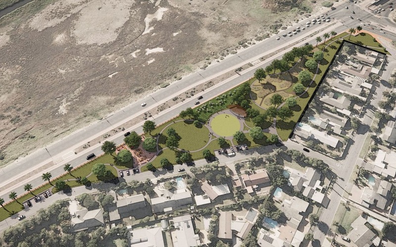 An aerial view of the former Lupin Park