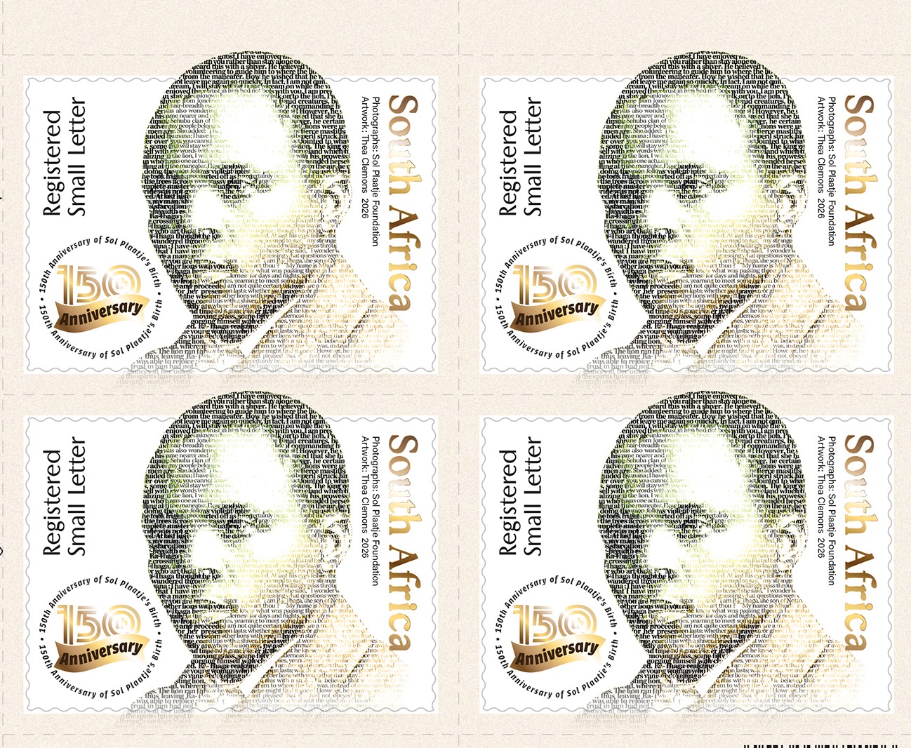 The 150th anniversary of the birth of Solomon Tshekisho Plaatje is observed with a commemorative stamp.