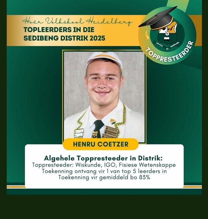 Hoër Volkskool Heidelberg kraai koning op akademiese gebied