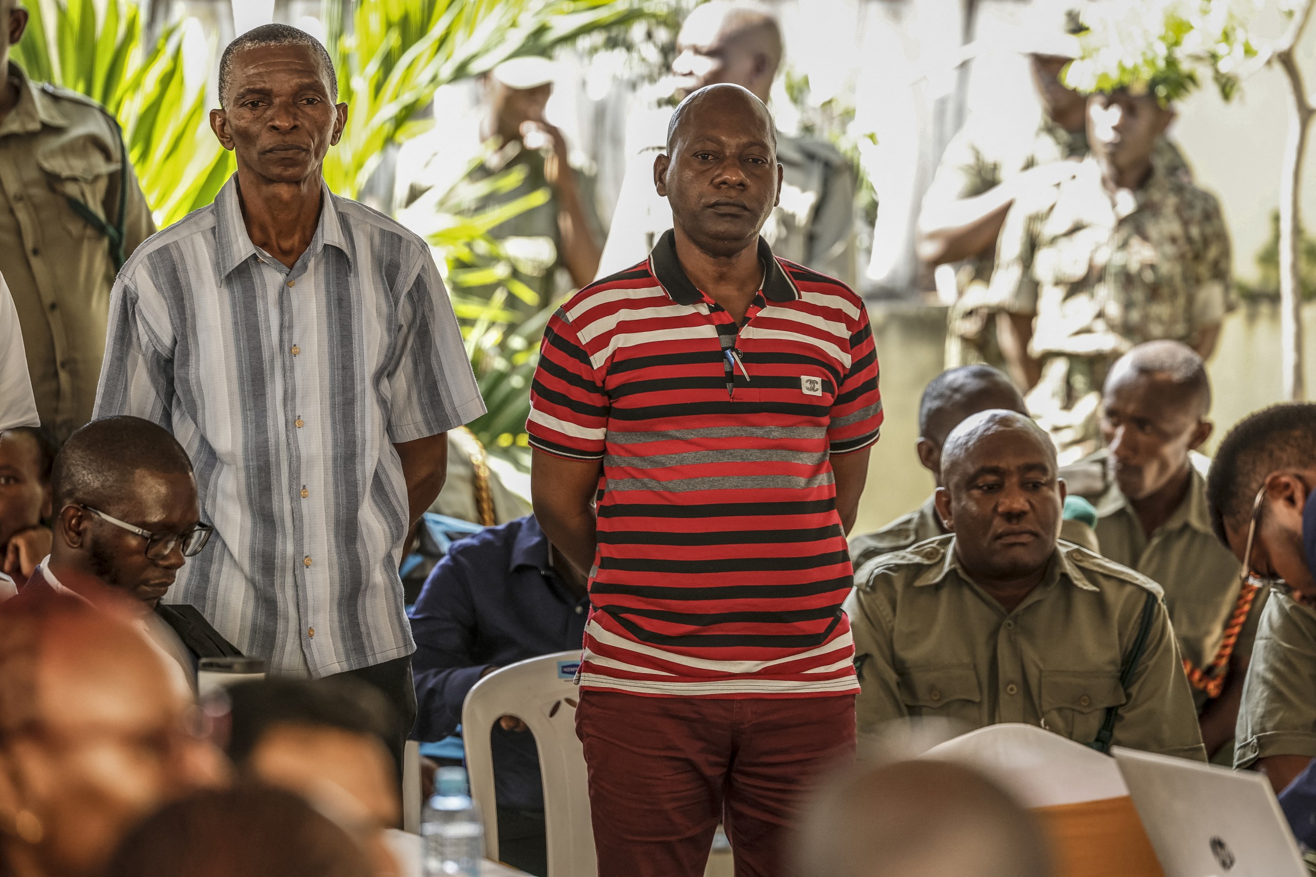 Self-proclaimed pastor Paul Mackenzie (centre) stands trial.